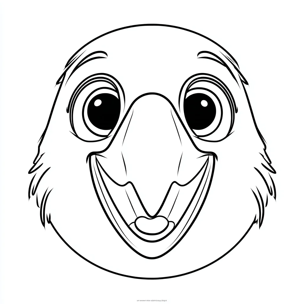 Dibujo de cara animada de loro para colorear