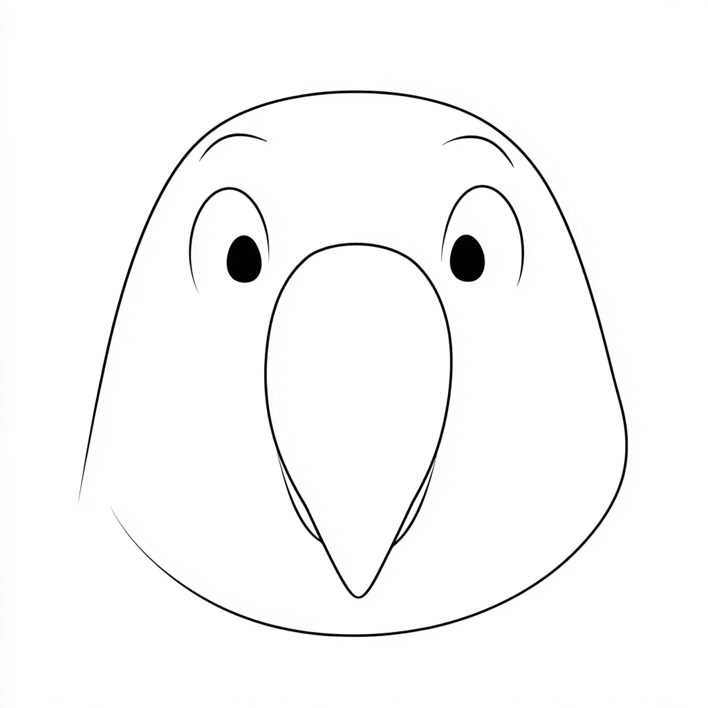 Dibujo de cara fácil de loro infantil para colorear