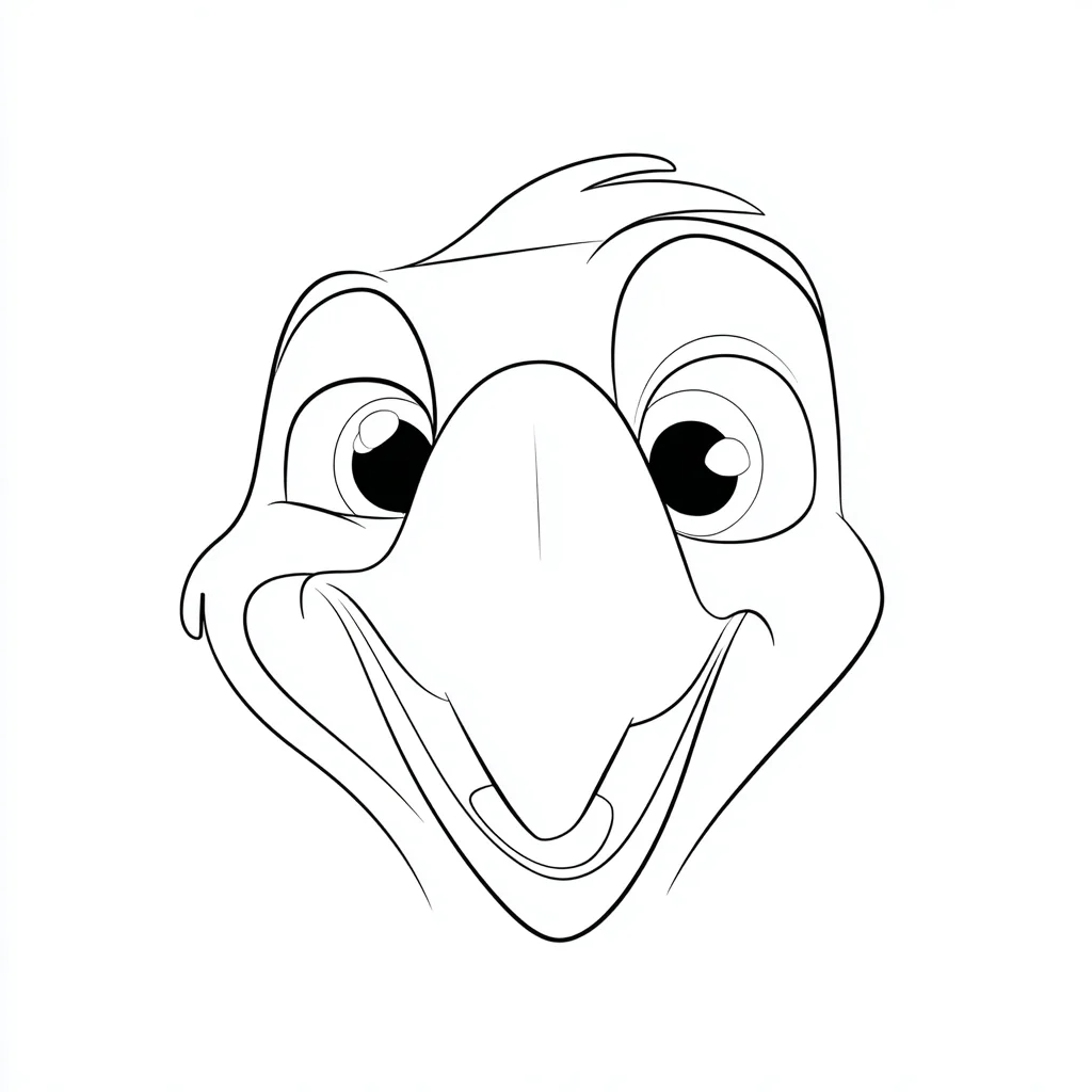 Dibujo de cara de loro cómico para colorear
