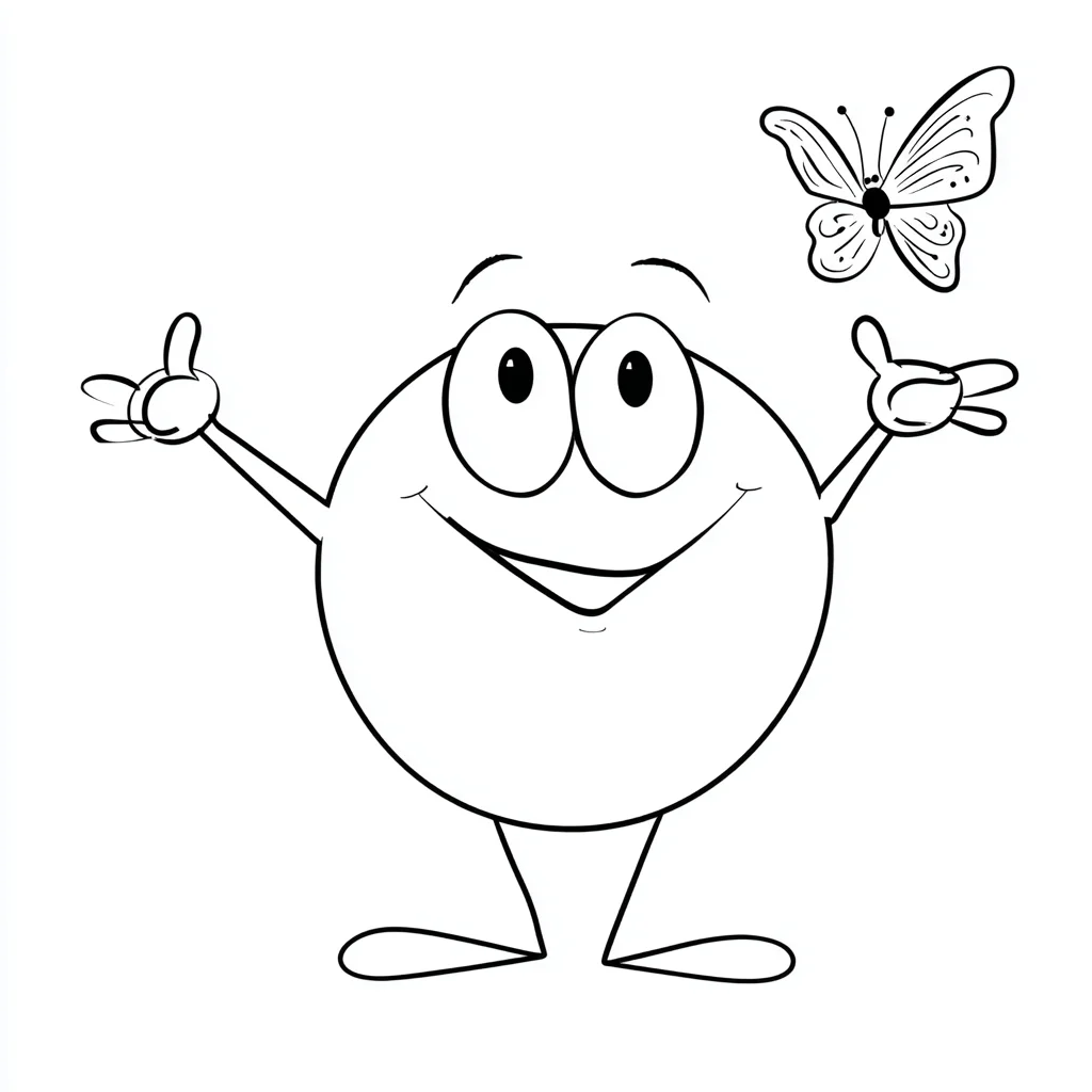 Dibujo de círculo animado con mariposa para colorear Dibujo de círculo animado con mariposa para colorear