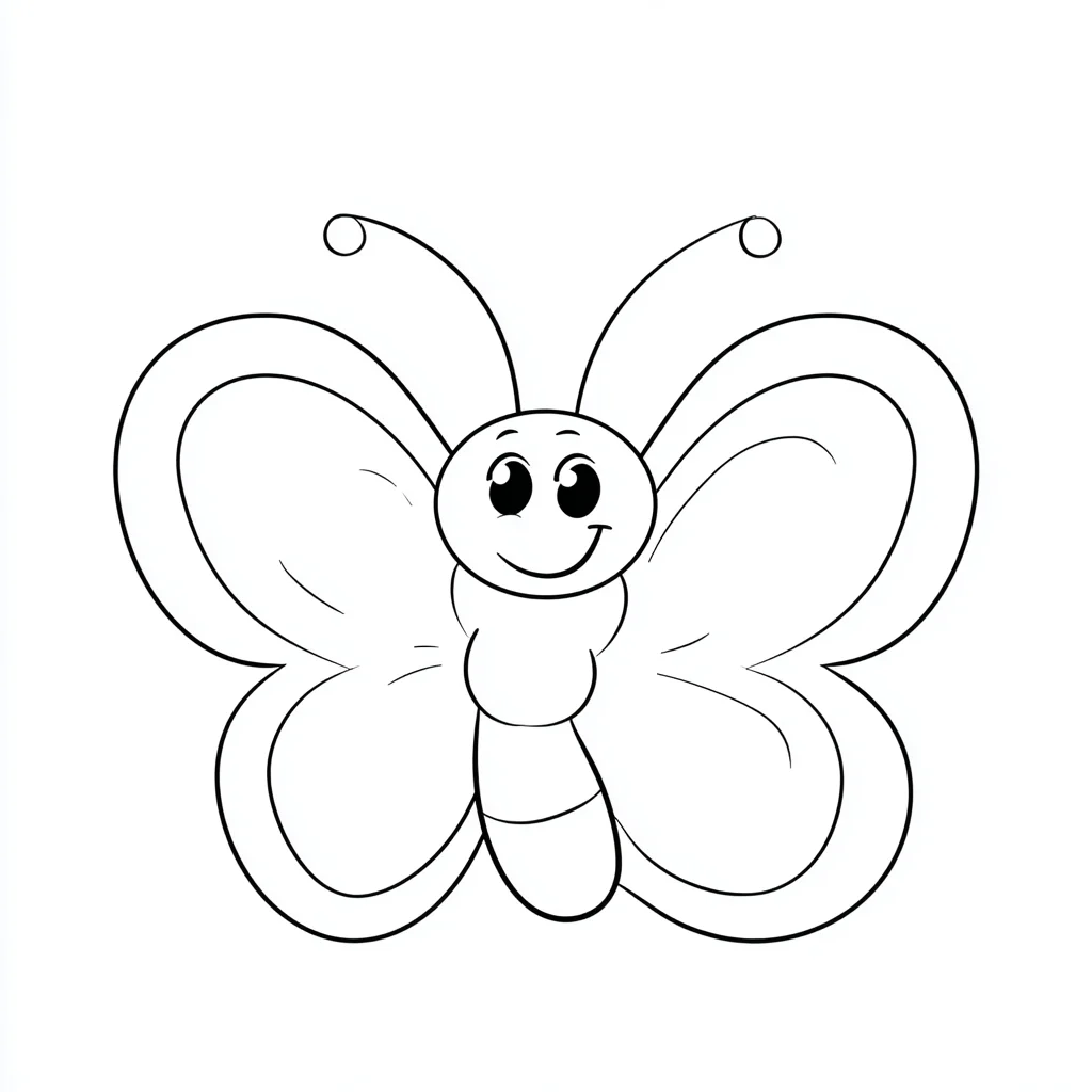 Dibujo de mariposa caricatura básica para colorear Dibujo de mariposa caricatura básica para colorear