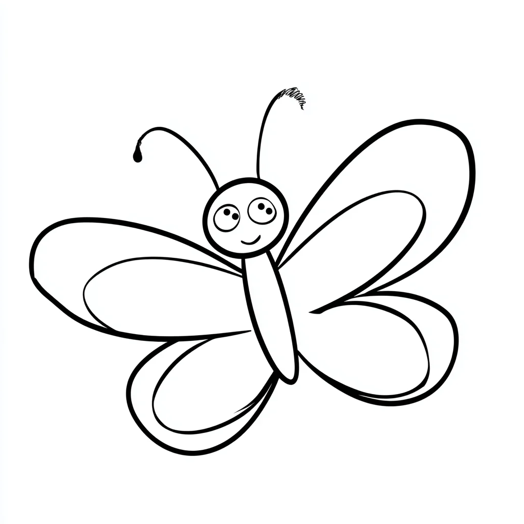 Dibujo de mariposa voladora fácil para colorear Dibujo de mariposa voladora fácil para colorear