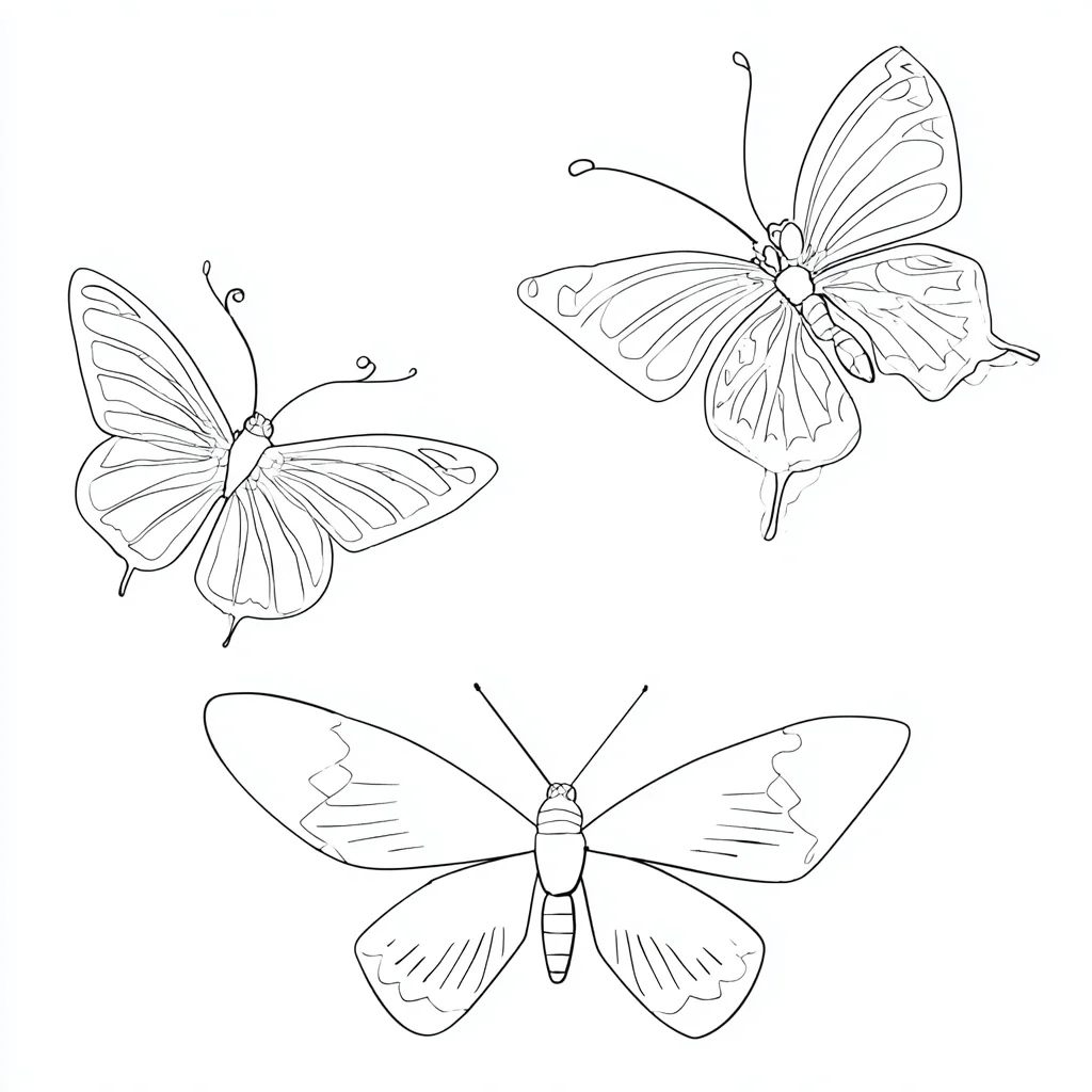Dibujo de variedad de mariposas para colorear Dibujo de variedad de mariposas para colorear