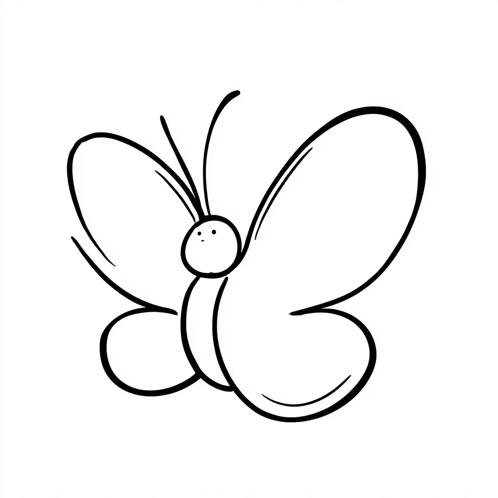 Dibujo logo de mariposa con formas curvas para colorear Dibujo de logo mariposa con formas curvas para colorear