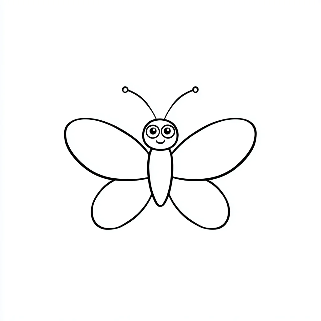 Dibujo de mariposa mini kawaii para colorear Dibujo de mariposa mini kawaii para colorear