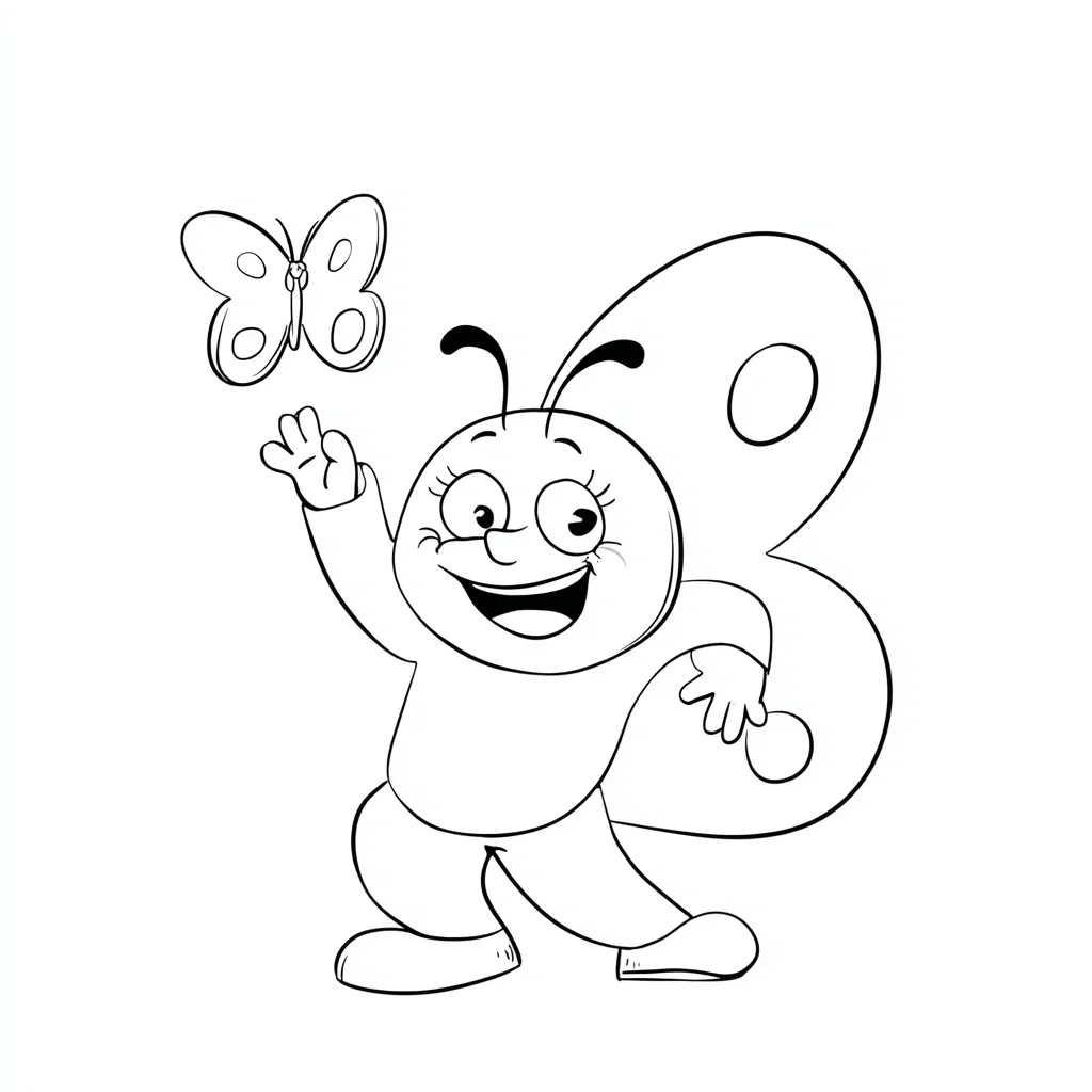 Dibujo de personaje kawaii mariposa para colorear Dibujo de personaje kawaii mariposa para colorear