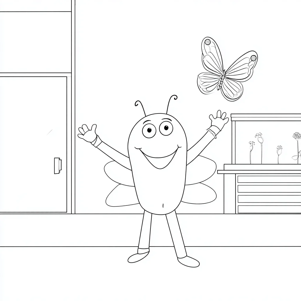 Dibujo de personaje animado mariposa para colorear Dibujo de personaje animado mariposa para colorear