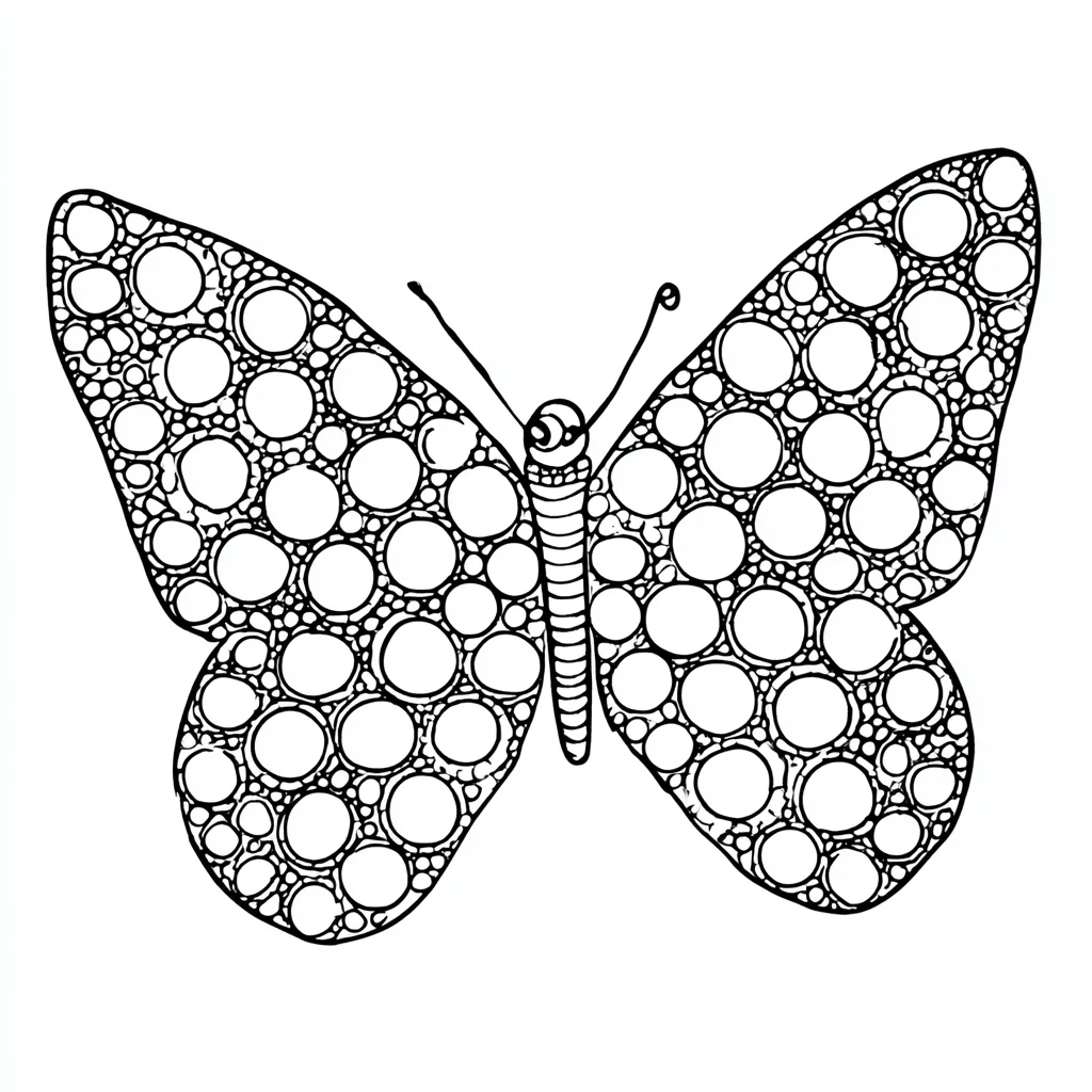 Dibujo de mosaico mariposa de círculos para colorear Dibujo de mosaico mariposa de círculos para colorear