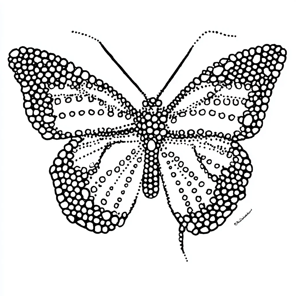 Dibujo de mariposa de estilo dot para colorear Dibujo de mariposa de estilo dot para colorear
