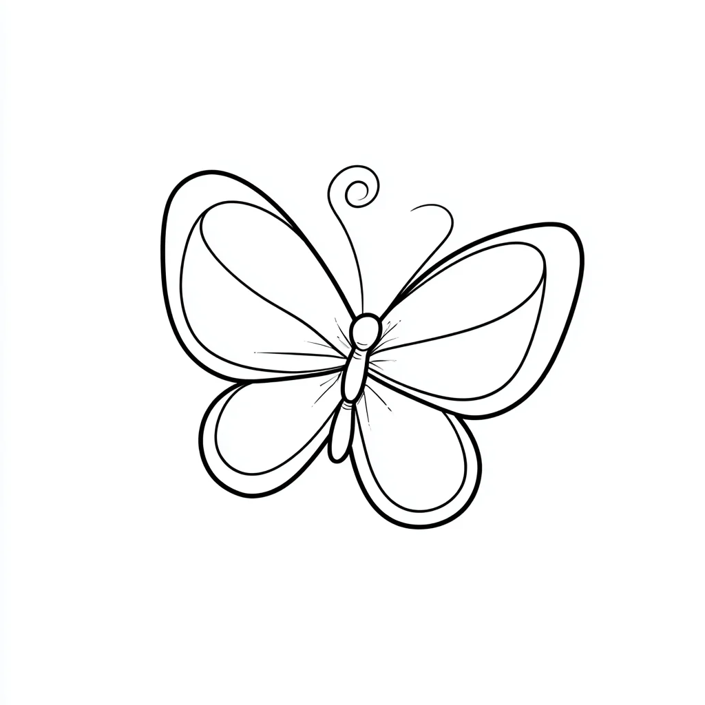 Dibujo de mariposa con antena de espiral para colorear Dibujo de mariposa con antena de espiral para colorear