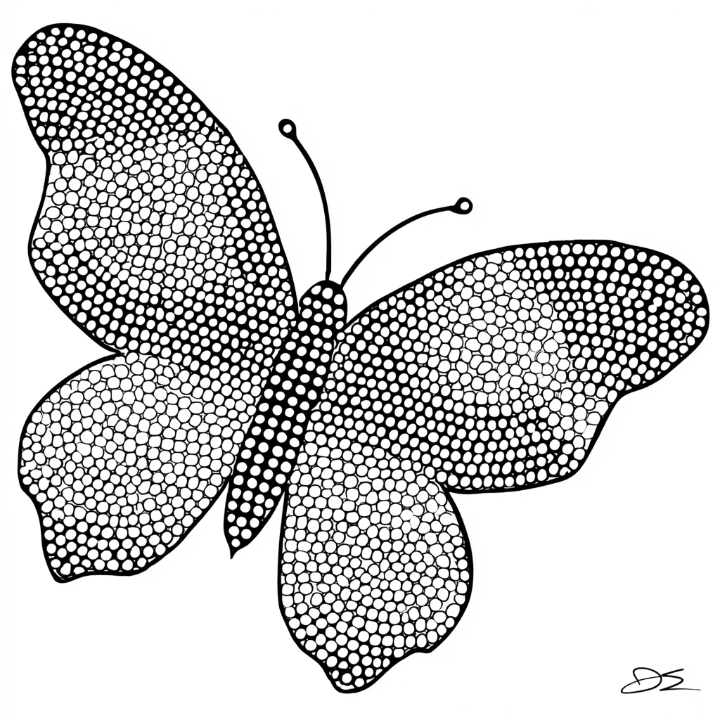 Dibujo de mariposa mosaico con círculos para colorear Dibujo de mariposa mosaico con círculos para colorear