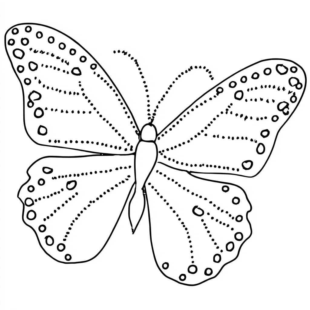 Dibujo de mariposa con círculos y puntos para colorear Dibujo de mariposa con círculos y puntos para colorear