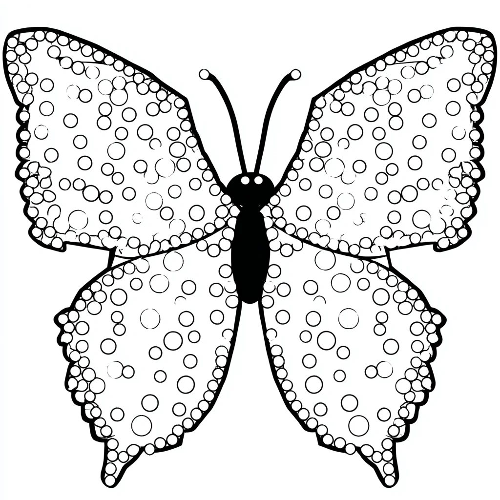 Dibujo de contorno grueso de mariposa dot para colorear Dibujo de contorno grueso de mariposa dot para colorear