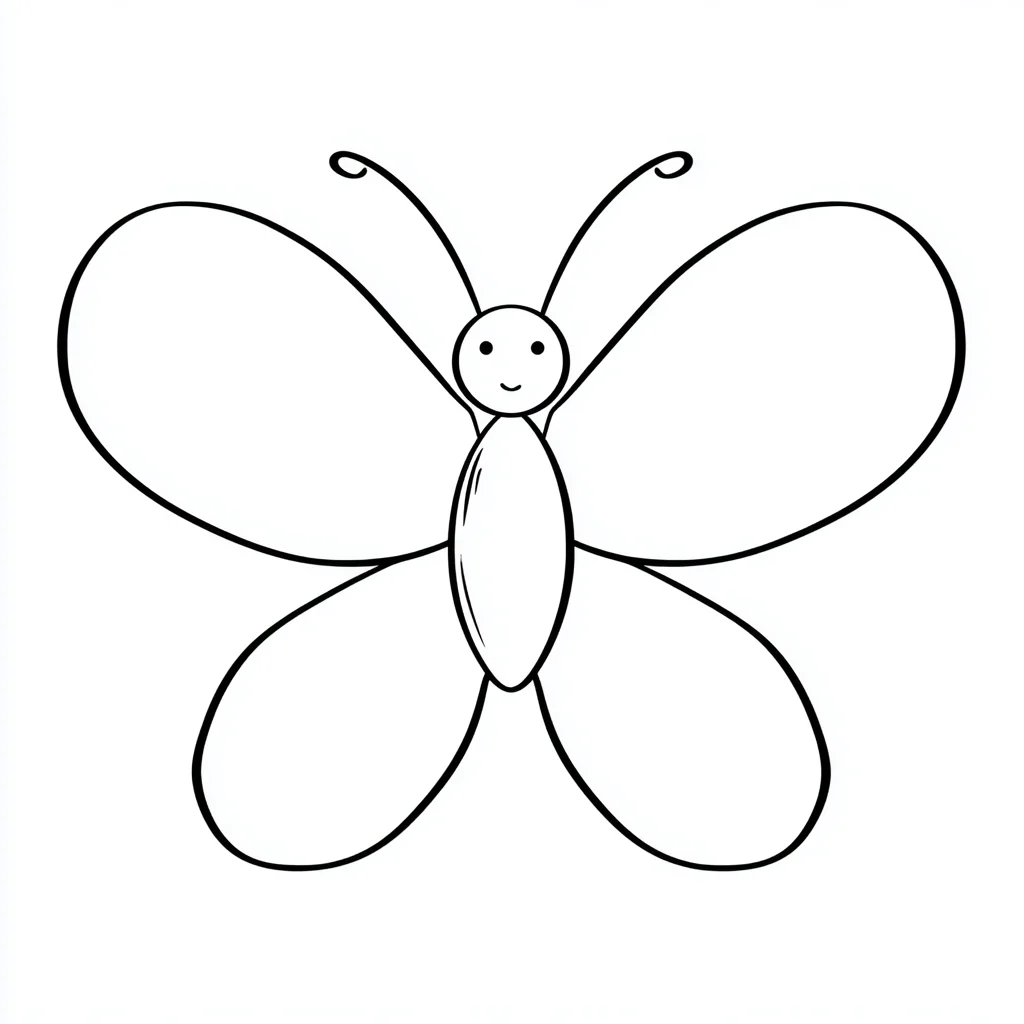 Dibujo de mariposa básica infantil para colorear Dibujo de mariposa básica infantil para colorear