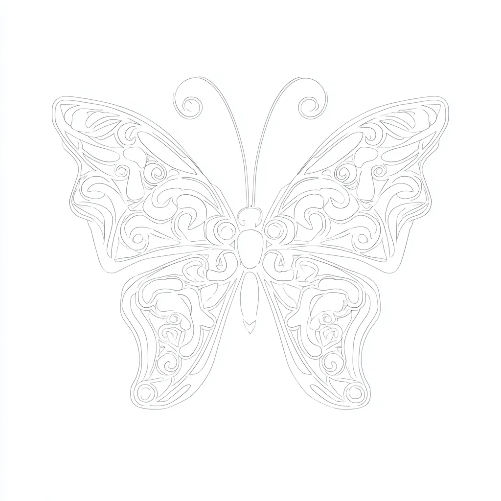 Dibujo de contorno de mariposa decorativa para colorear Dibujo de contorno de mariposa decorativa para colorear