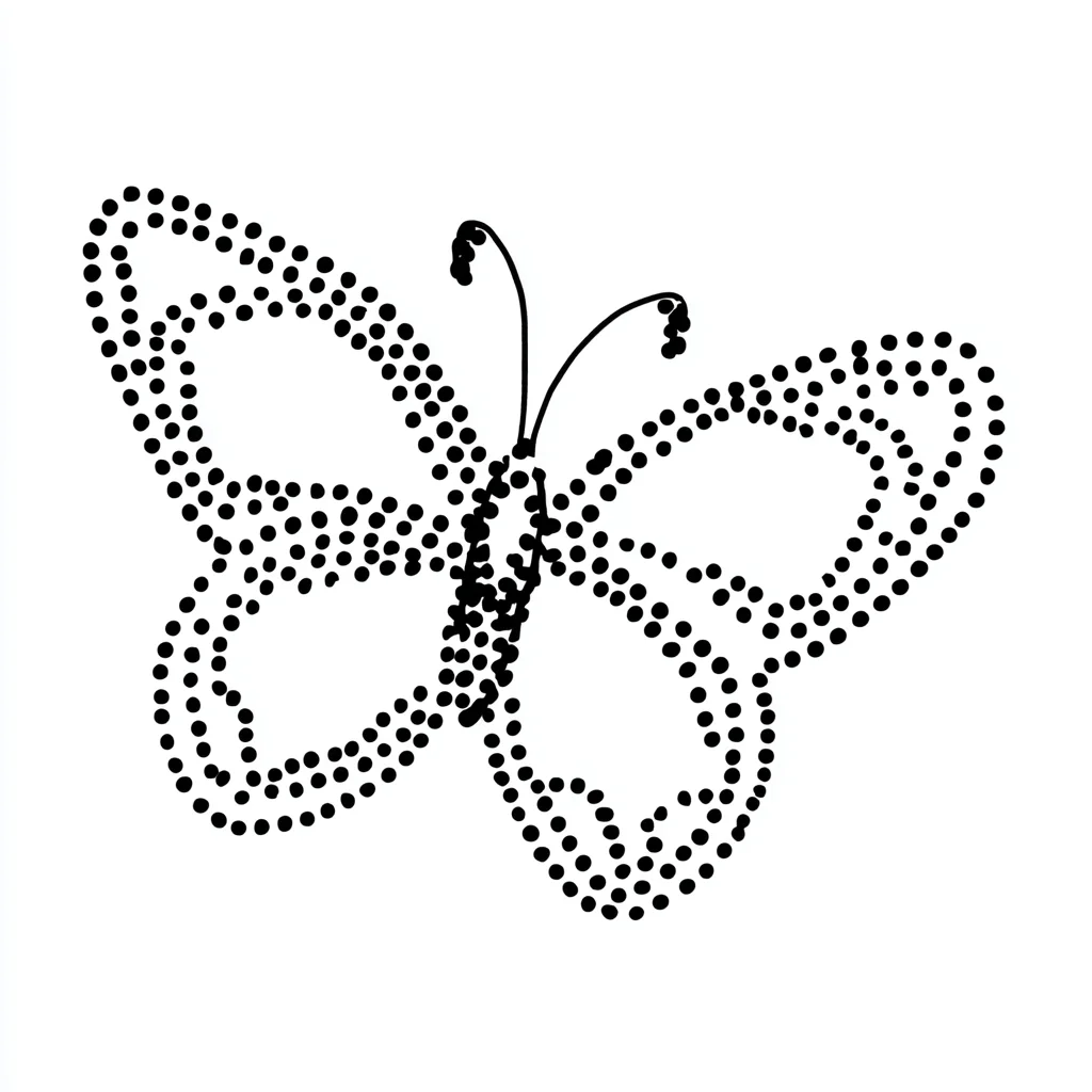 Dibujo de mariposa con puntillismo para colorear Dibujo de mariposa con puntillismo para colorear