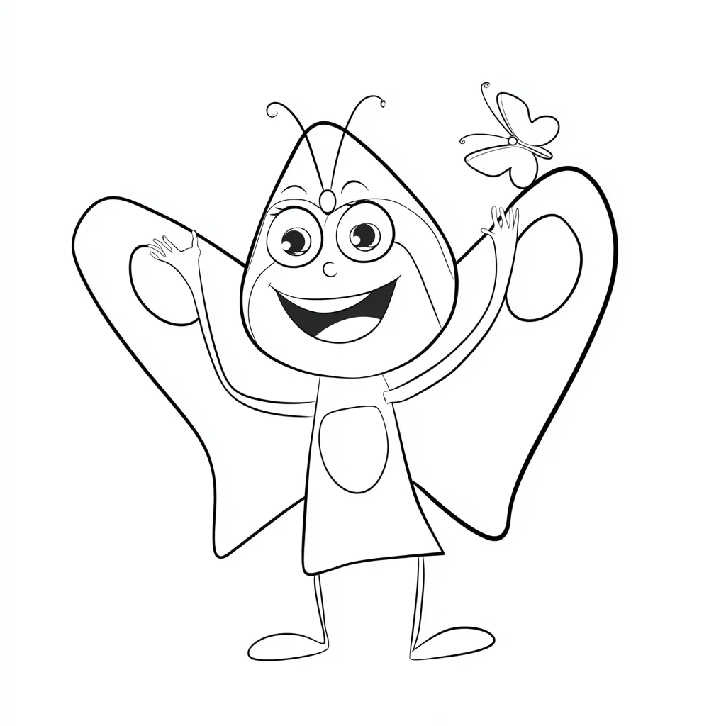 Dibujo de caricatura de personaje mariposa para colorear Dibujo de caricatura de personaje mariposa para colorear