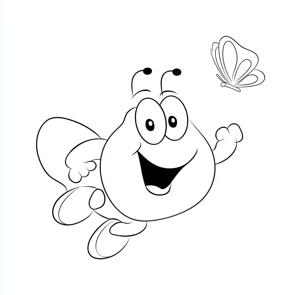 Dibujo de bichito volador con mariposa para colorear Dibujo de bichito volador con mariposa para colorear