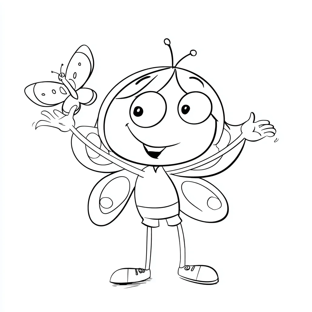 Dibujo de muñeco mariposa feliz para colorear Dibujo de muñeco mariposa feliz para colorear