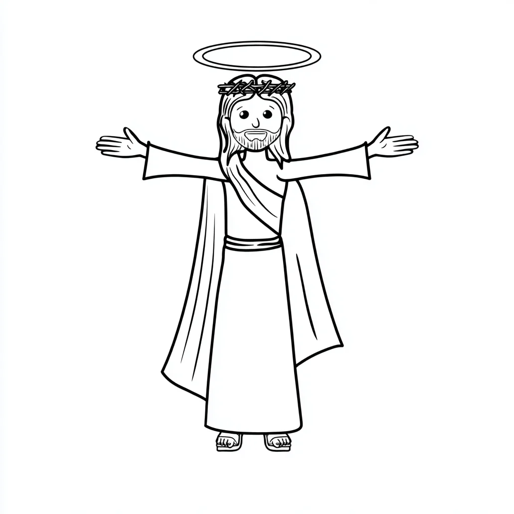 Dibujo de Jesús con los brazos en cruz para colorear Dibujo de Jesús con los brazos en cruz para colorear