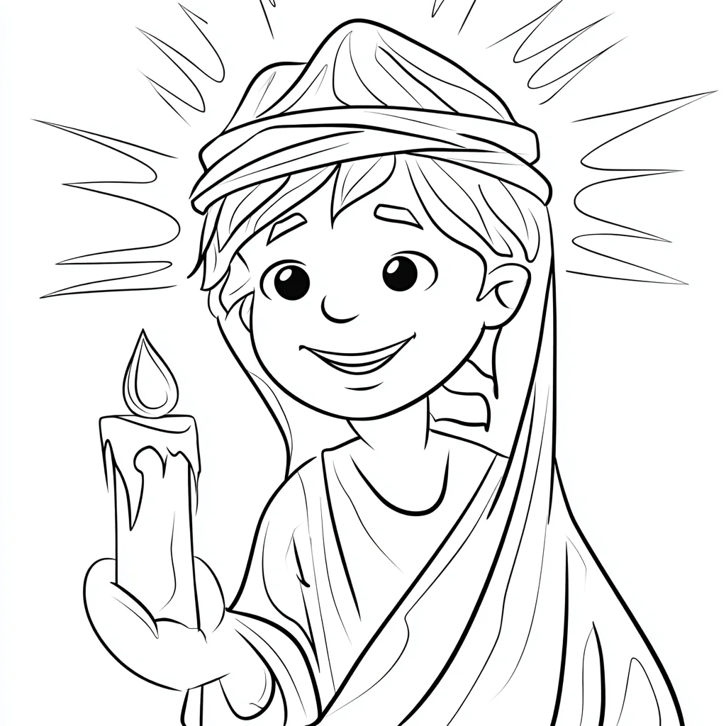 Dibujo de niño hebreo con luz de esperanza para colorear Dibujo de niño hebreo con luz de esperanza para colorear