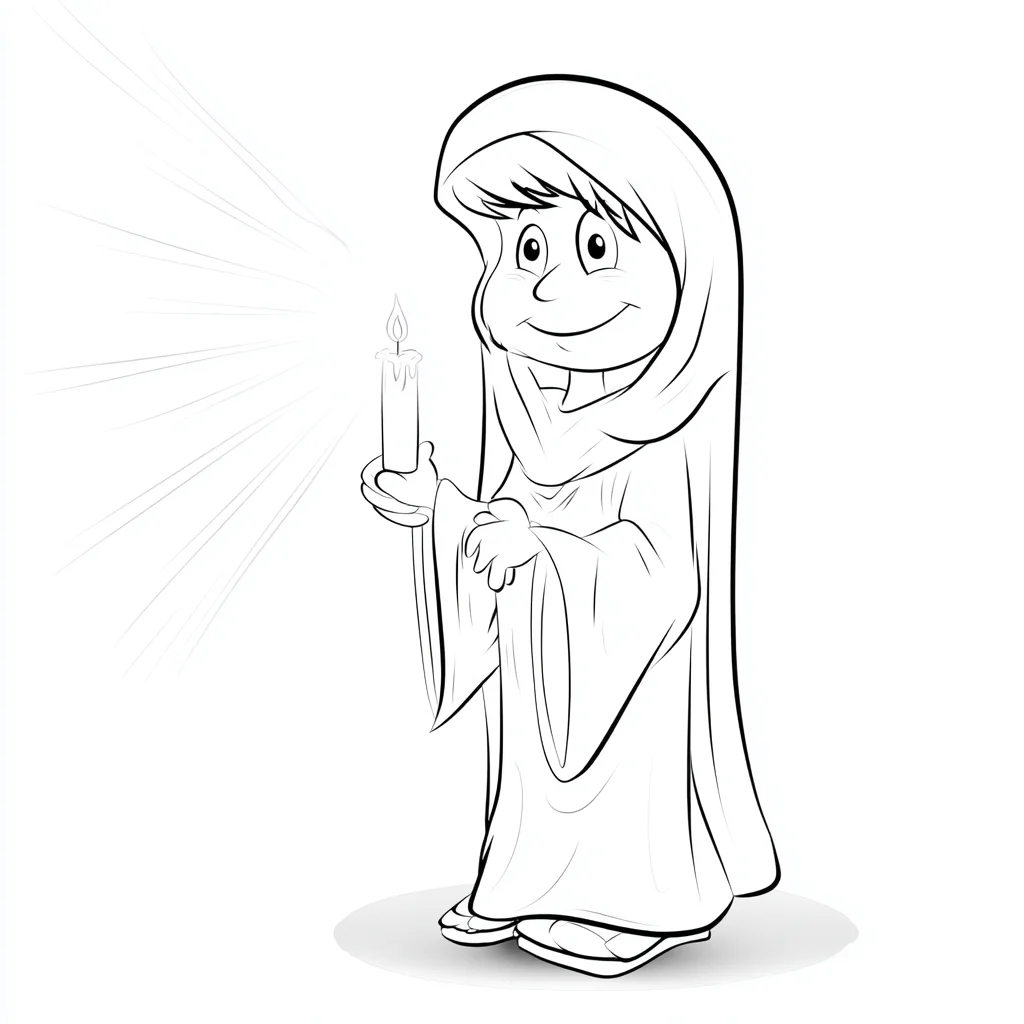 Dibujo de mujer hebrea con una vela luminosa para colorear Dibujo de mujer hebrea con una vela luminosa para colorear