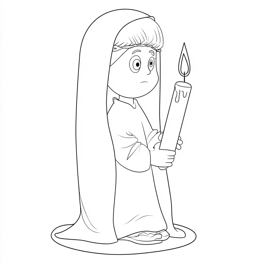 Dibujo de pequeña hebrea con un cirio para colorear Dibujo de pequeña hebrea con un cirio para colorear