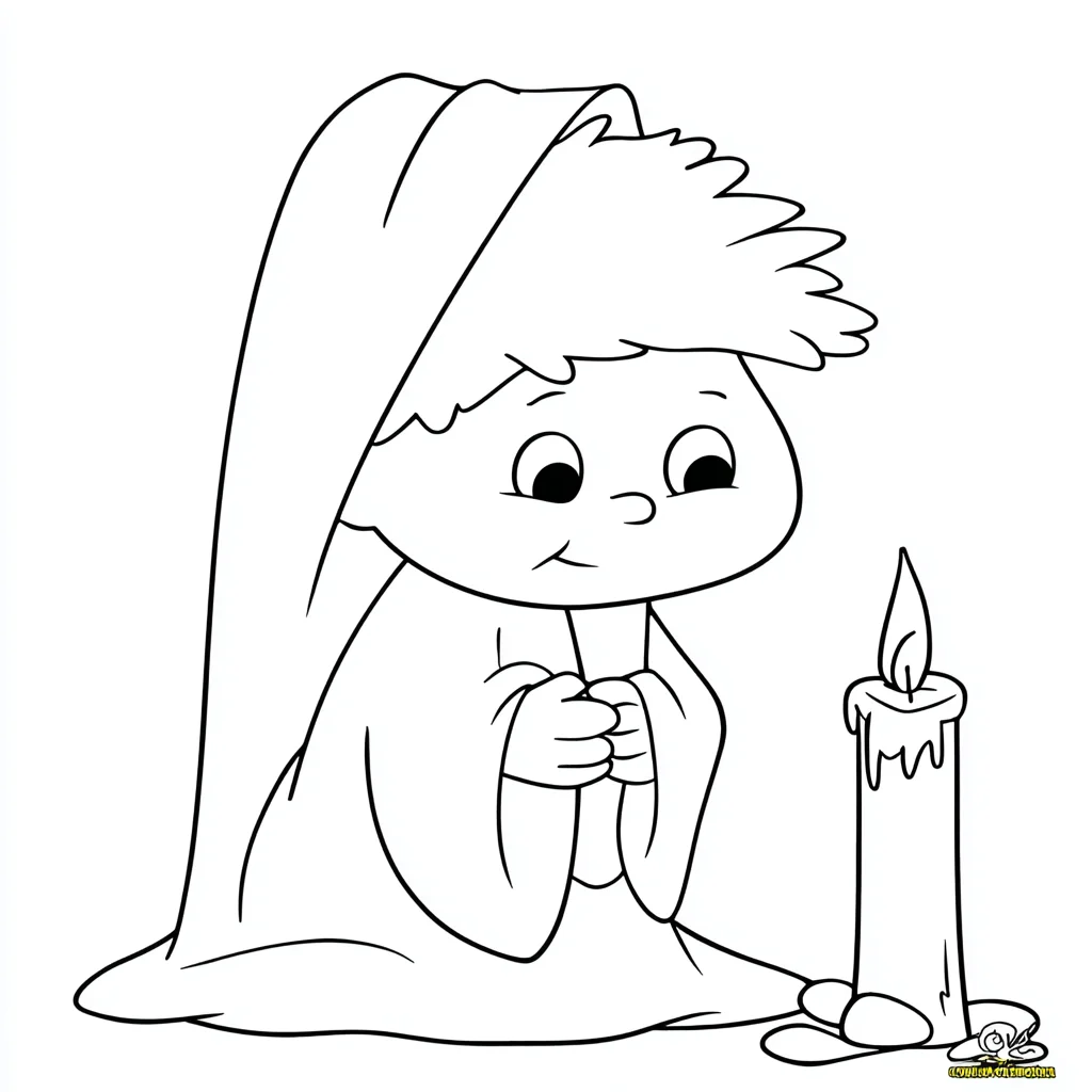 Dibujo de niña hebrea devota junto a la vela para colorear Dibujo de niña hebrea devota junto a la vela para colorear