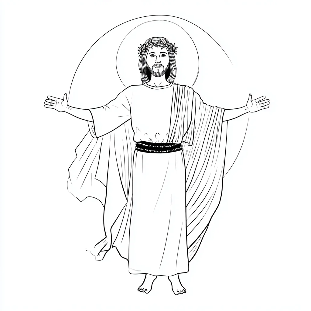 Dibujo de Jesús con los brazos extendidos para colorear Dibujo de Jesús con los brazos extendidos para colorear