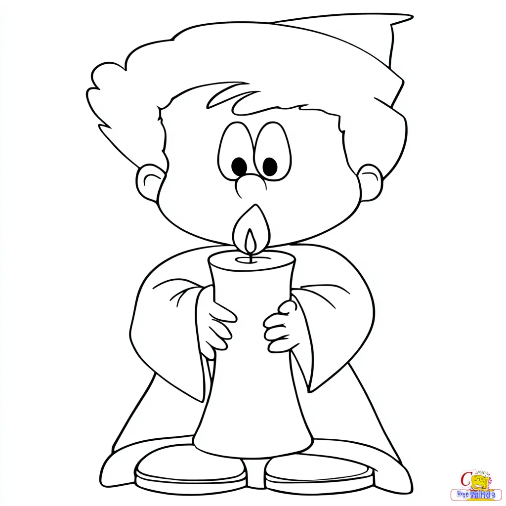 Dibujo de pequeño monaguillo con un cirio grande para colorear Dibujo de pequeño monaguillo con un cirio grande para colorear