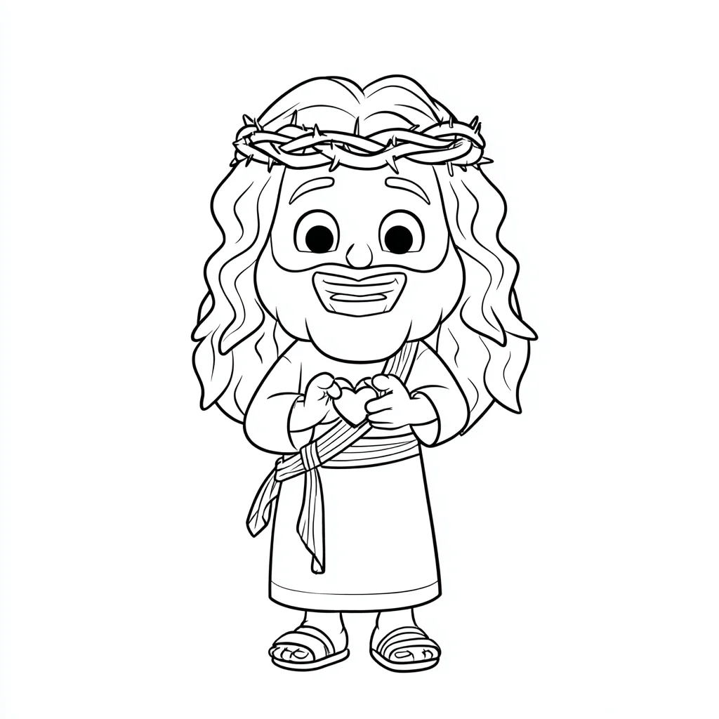 Dibujo de Cristo con corona de espinas y amor para colorear Dibujo de Cristo con corona de espinas y amor para colorear