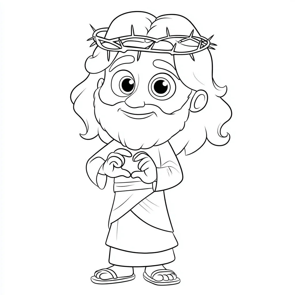 Dibujo de Jesús haciendo un corazón con las manos para colorear Dibujo de Jesús haciendo un corazón con las manos para colorear