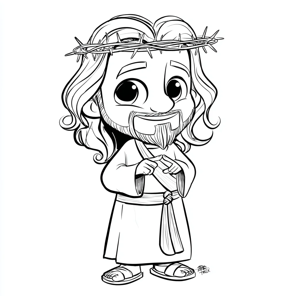 Dibujo de Jesús amoroso con corona de espinas para colorear Dibujo de Jesús amoroso con corona de espinas para colorear