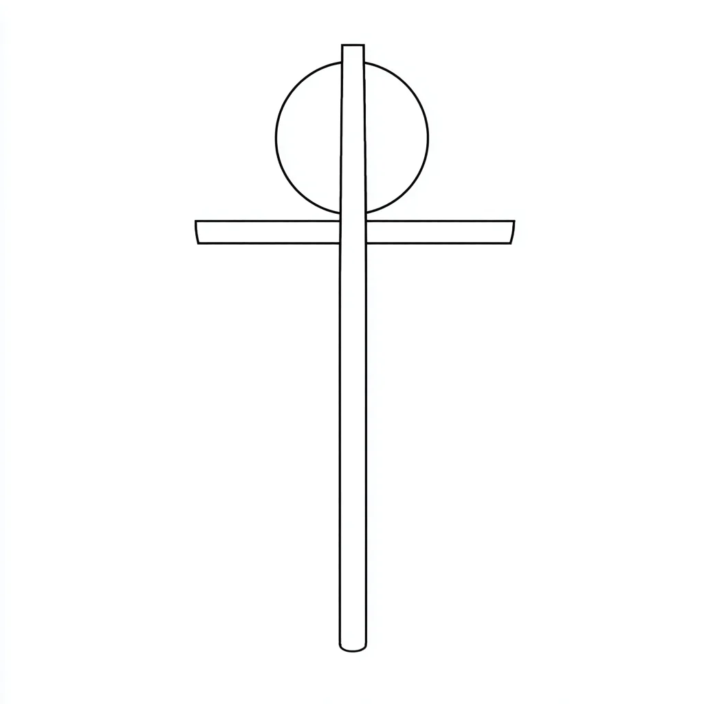 Dibujo de cruz con círculo sagrado para colorear Dibujo de cruz con círculo sagrado para colorear