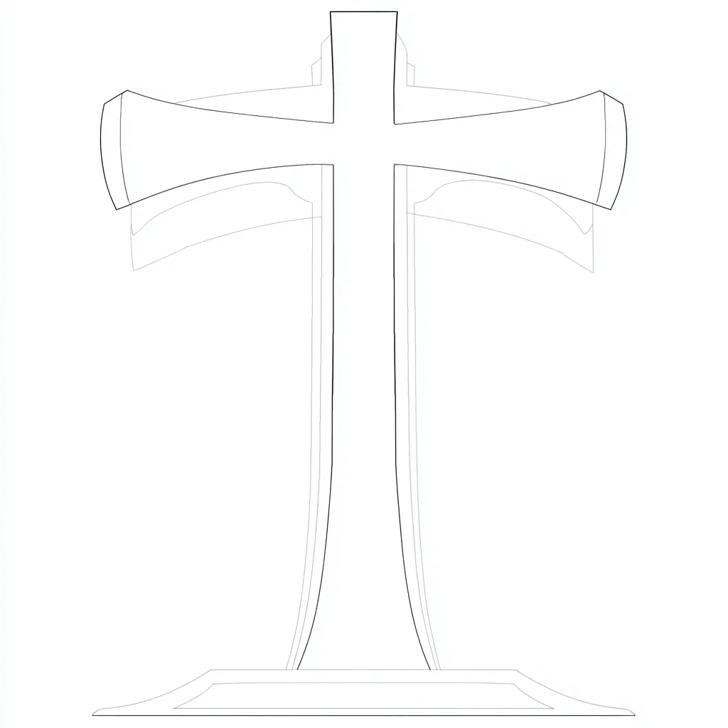 Dibujo de contorno de cruz con peana para colorear Dibujo de contorno de cruz con peana para colorear