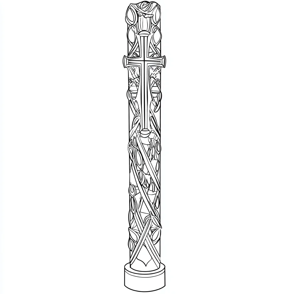 Dibujo de cirio ornamental de Semana Santa para colorear Dibujo de cirio ornamental de Semana Santa para colorear