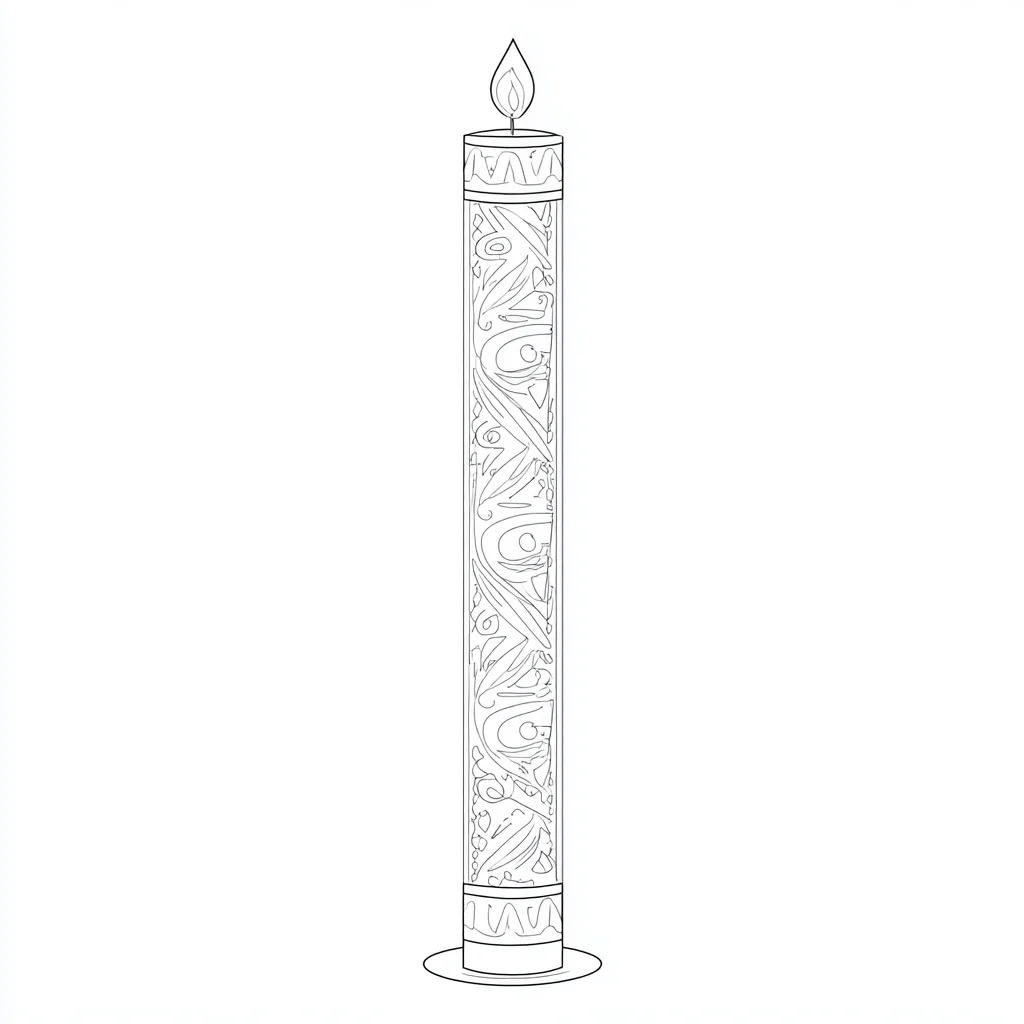 Dibujo de vela decorativa con llama para colorear Dibujo de vela decorativa con llama para colorear