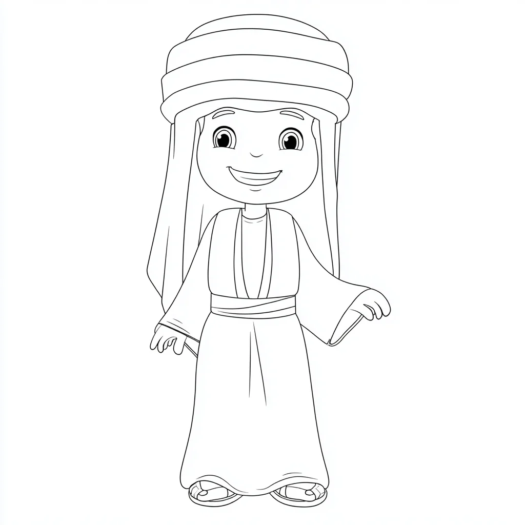 Dibujo de hebreo sonriente con turbante para colorear Dibujo de hebreo sonriente con turbante para colorear