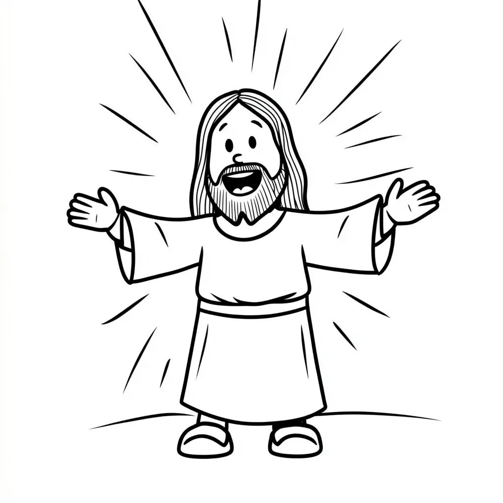 Dibujo de Jesús resucitado con los brazos abiertos para colorear Dibujo de Jesús resucitado con los brazos abiertos para colorear
