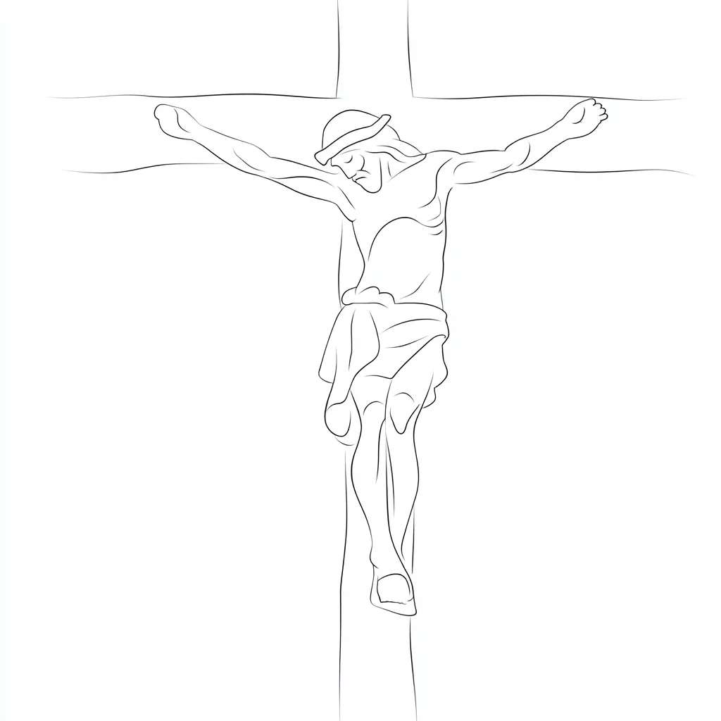 Dibujo de boceto de Jesús crucificado para colorear Dibujo de boceto de Jesús crucificado para colorear