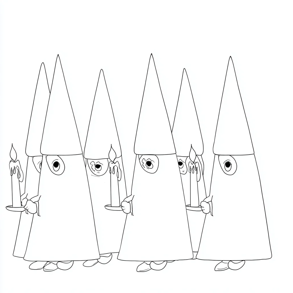 Dibujo de nazarenos con capirote y cirio para colorear Dibujo de nazarenos con capirote y cirio para colorear