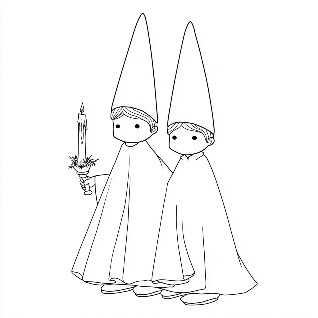Dibujo de dos niños cofrades con vela para colorear Dibujo de dos niños cofrades con vela para colorear