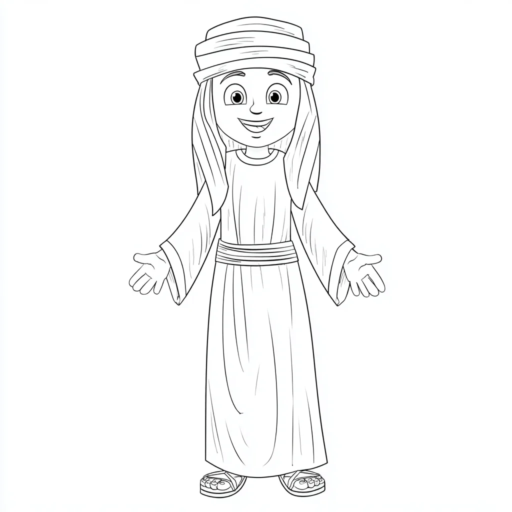 Dibujo de joven discípulo de Jesús con túnica para colorear Dibujo de joven discípulo de Jesús con túnica para colorear