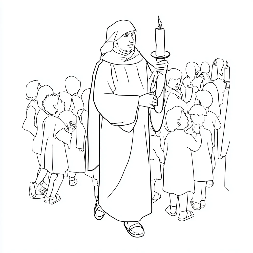 Dibujo de procesión con velas para colorear Dibujo de procesión con velas para colorear