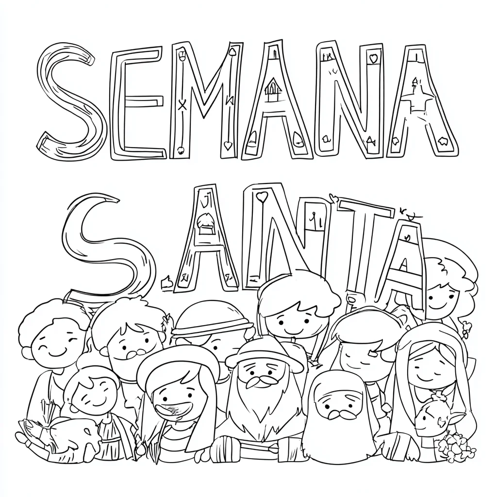 Dibujo de cartel de Semana Santa cartoon para colorear