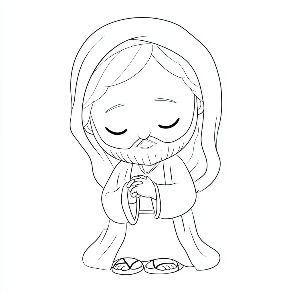 Dibujo de Jesús rezando con las manos juntas para colorear Dibujo de Jesús rezando con las manos juntas para colorear