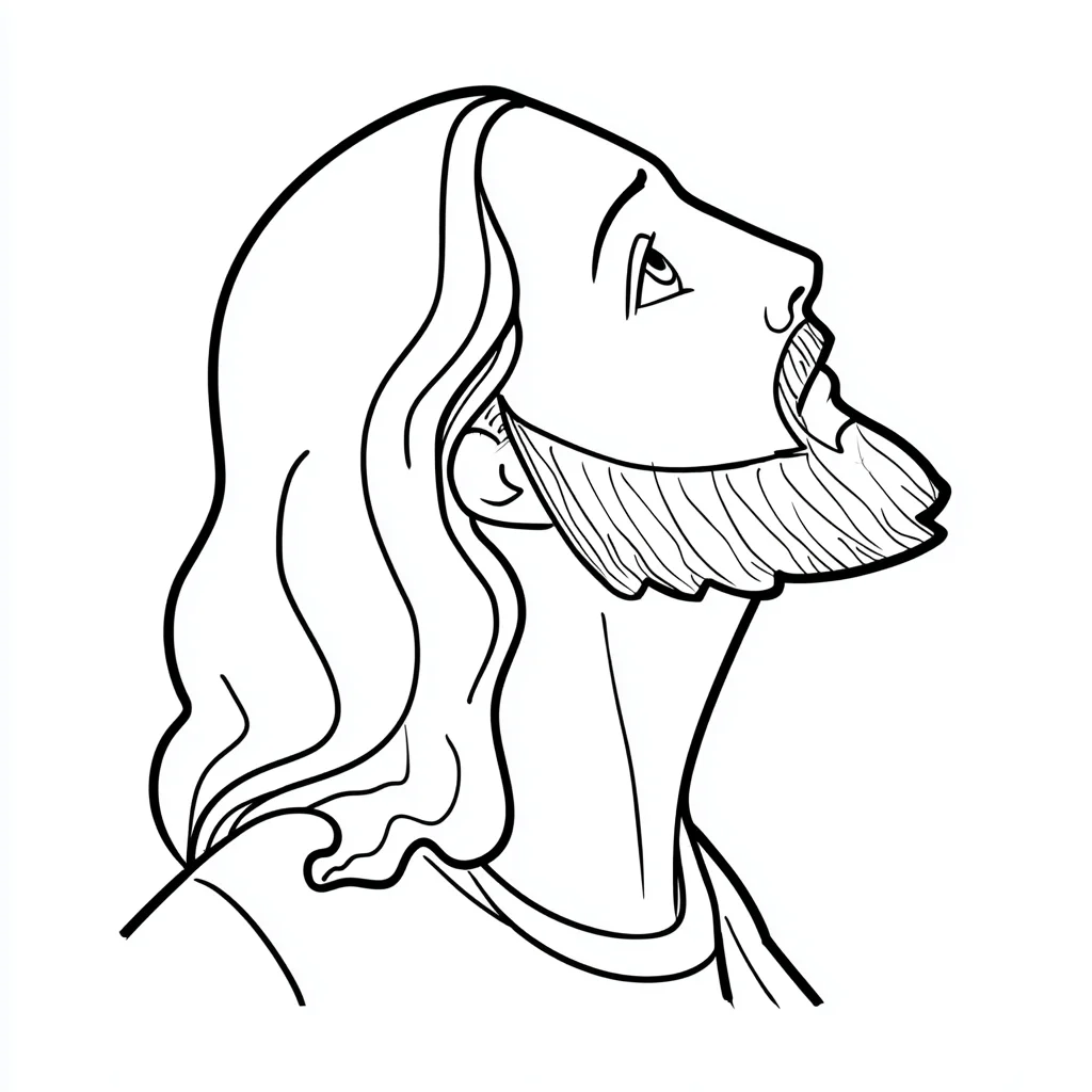 Dibujo de perfil de Jesús mirando al cielo para colorear Dibujo de perfil de Jesús mirando al cielo para colorear