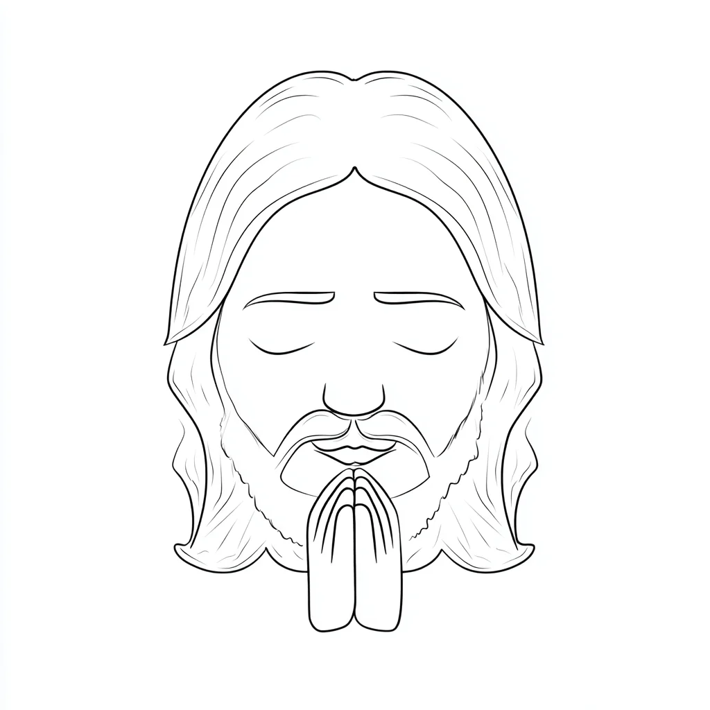 Dibujo de rostro de Jesús rezando para colorear Dibujo de rostro de Jesús rezando para colorear