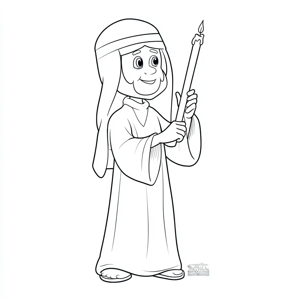 Dibujo de hombre hebreo con cirio para colorear Dibujo de hombre hebreo con cirio para colorear