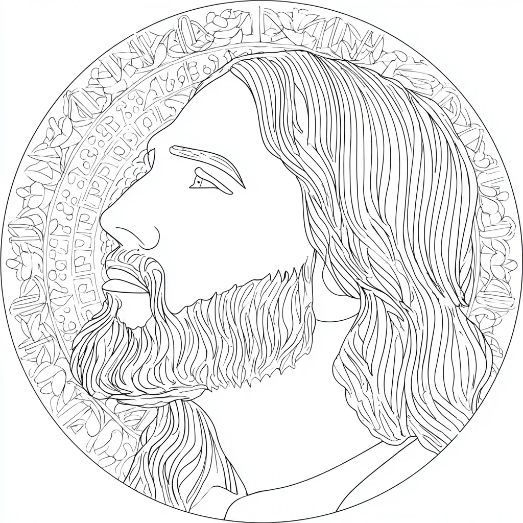 Dibujo de logotipo del rostro de Jesús para colorear Dibujo de logotipo del rostro de Jesús para colorear